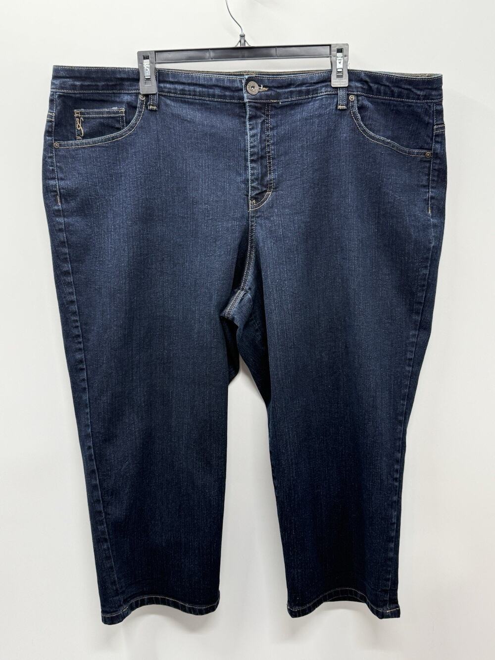 Style&co Women's Blue Denim Capri Jeans Dark Wash Stretch 5-Pocket Plus Size 22W